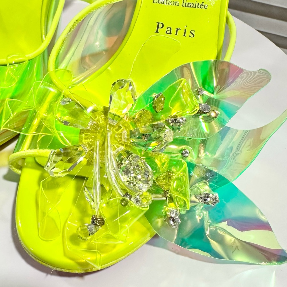 🌺CHRISTIAN LOUBOUTIN🌺 Alyah Mules Limited Edition Green Size: 37 - Picture 10 of 13